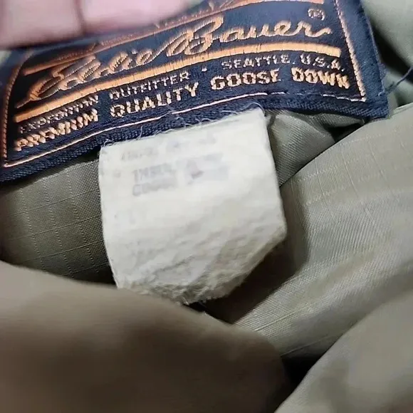 EDDIE BAUER vintage Goose Down Olive Camp Bootie Slippers Leather Soles.