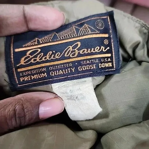 EDDIE BAUER vintage Goose Down Olive Camp Bootie Slippers Leather Soles.