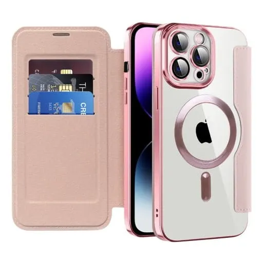 Etui Flip Wallet Magsafe iPhone 14 Pro Max - Różowy