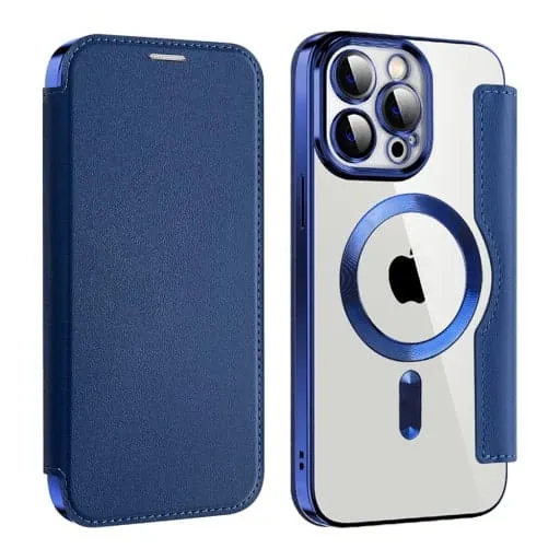 Etui Flip Wallet Magsafe iPhone 15 Pro Max - Niebieski