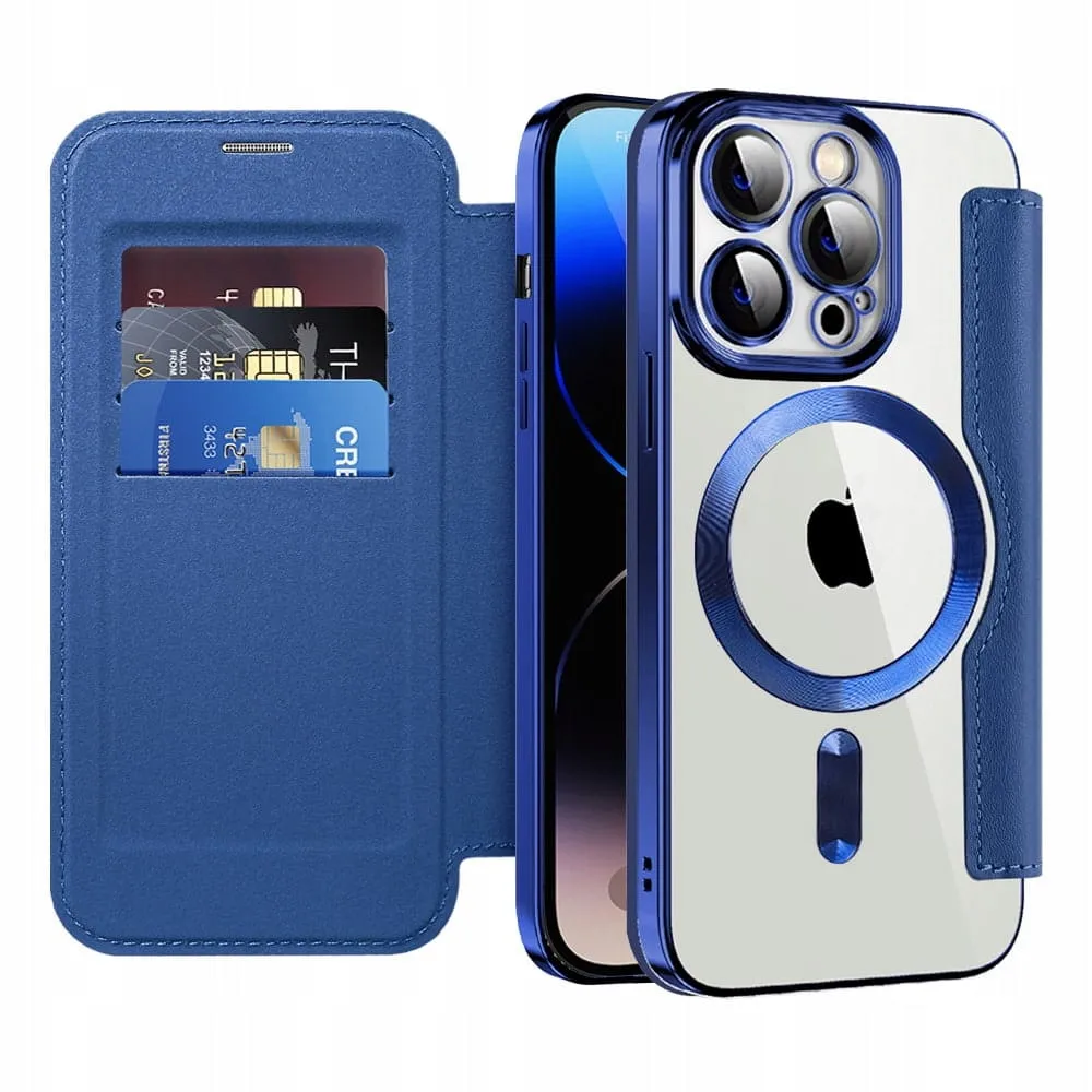 Etui Flip Wallet Magsafe iPhone 15 Pro Max - Niebieski
