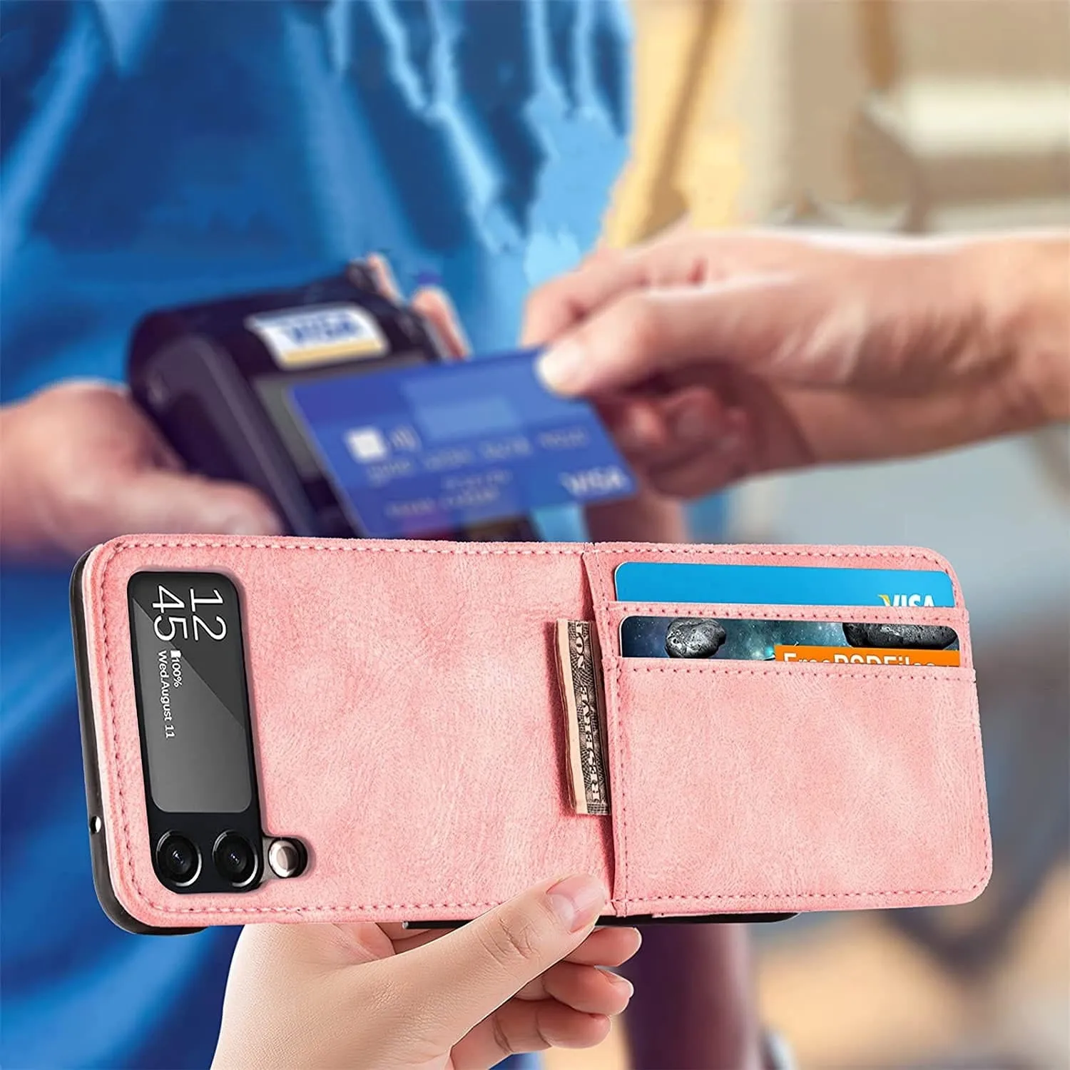 Etui Skórzane - Samsung Galaxy Z Flip 4 - Różowy