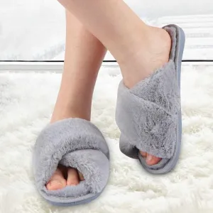 Evie Grey Fluffy Slippers