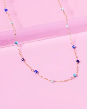 EVIL EYE BEADED 14K GOLD-FILLED NECKLACE