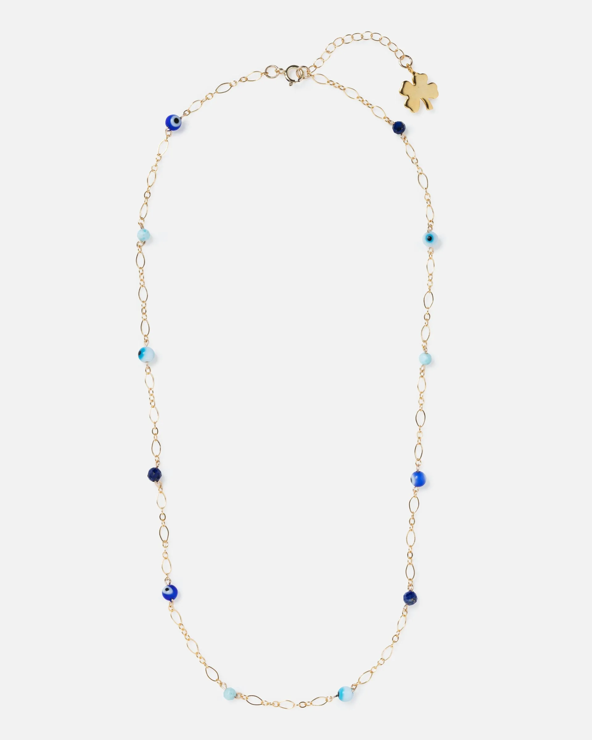 EVIL EYE BEADED 14K GOLD-FILLED NECKLACE