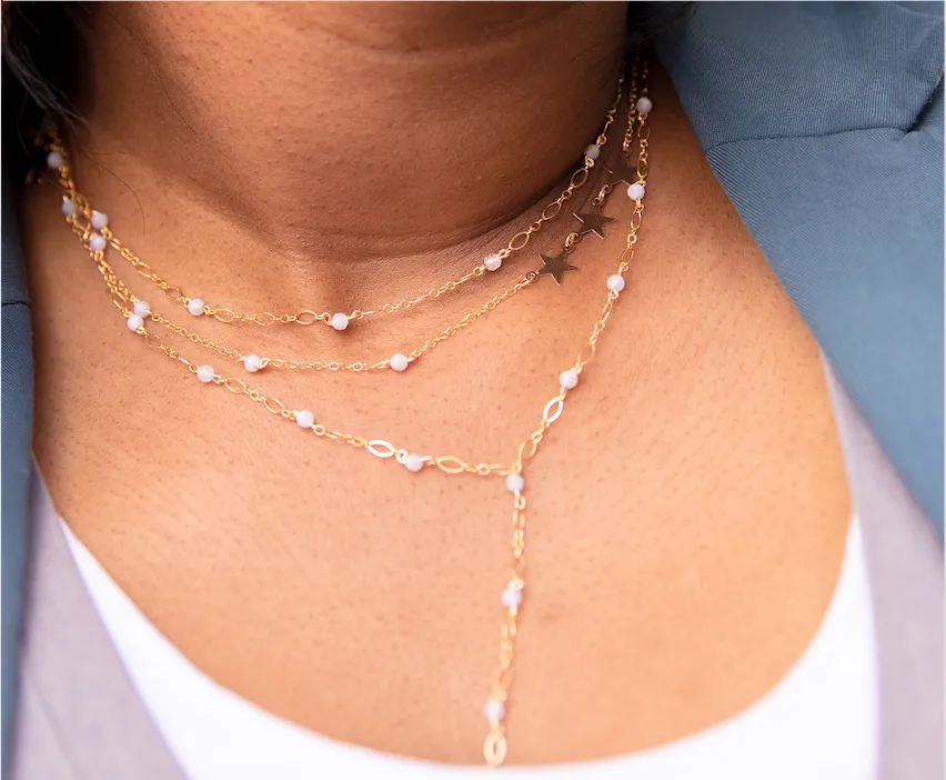 EVIL EYE BEADED 14K GOLD-FILLED NECKLACE