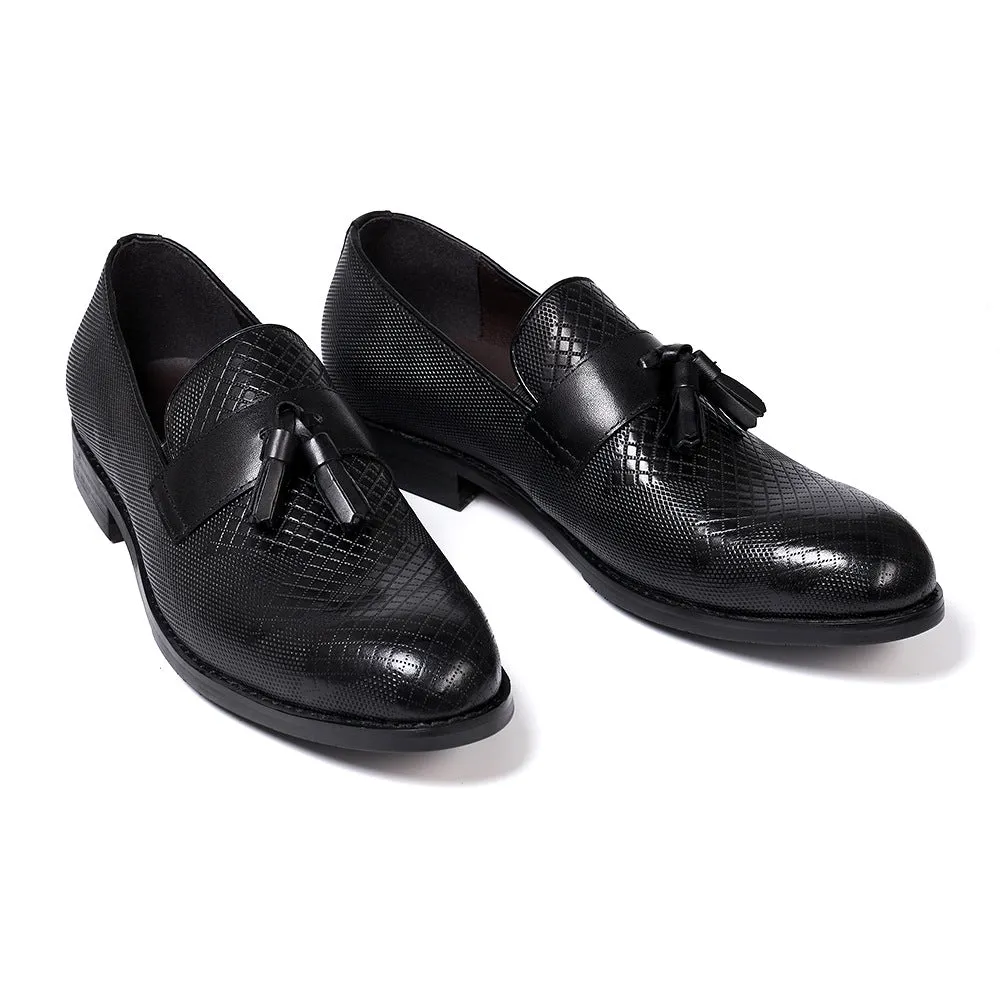 Fashion Tassel Loafers Men's Business Casual Leather Shoes Men's Slip-on Embossed Leather All-Matching Men's Shoes Guangzhou Factory