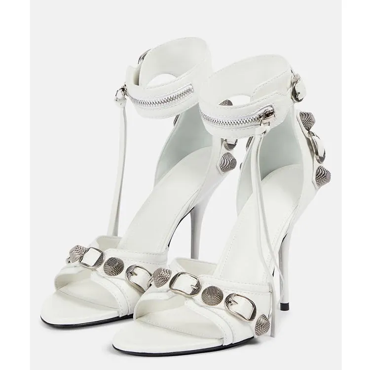Faux Leather Studs Tassels Fashion Sandals