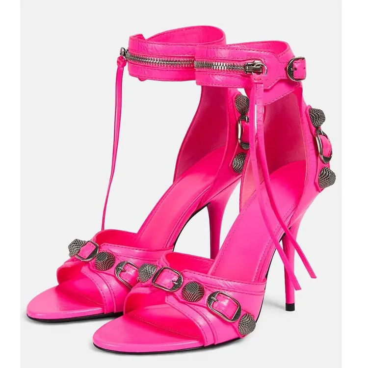 Faux Leather Studs Tassels Fashion Sandals