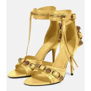 Faux Leather Studs Tassels Fashion Sandals