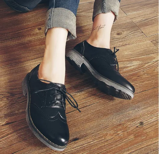 FLAT Oxford Shoes Woman Autumn Flats Fashion Brogue Oxford Women Shoes moccasins sapatos femininos sapatilhas zapatos mujer