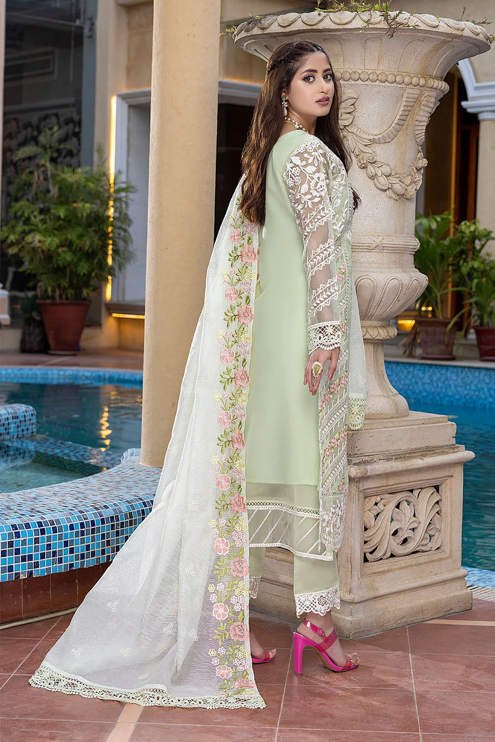 Floral Mint | Azure Luxe Embroidered 3pcs Collections 2023