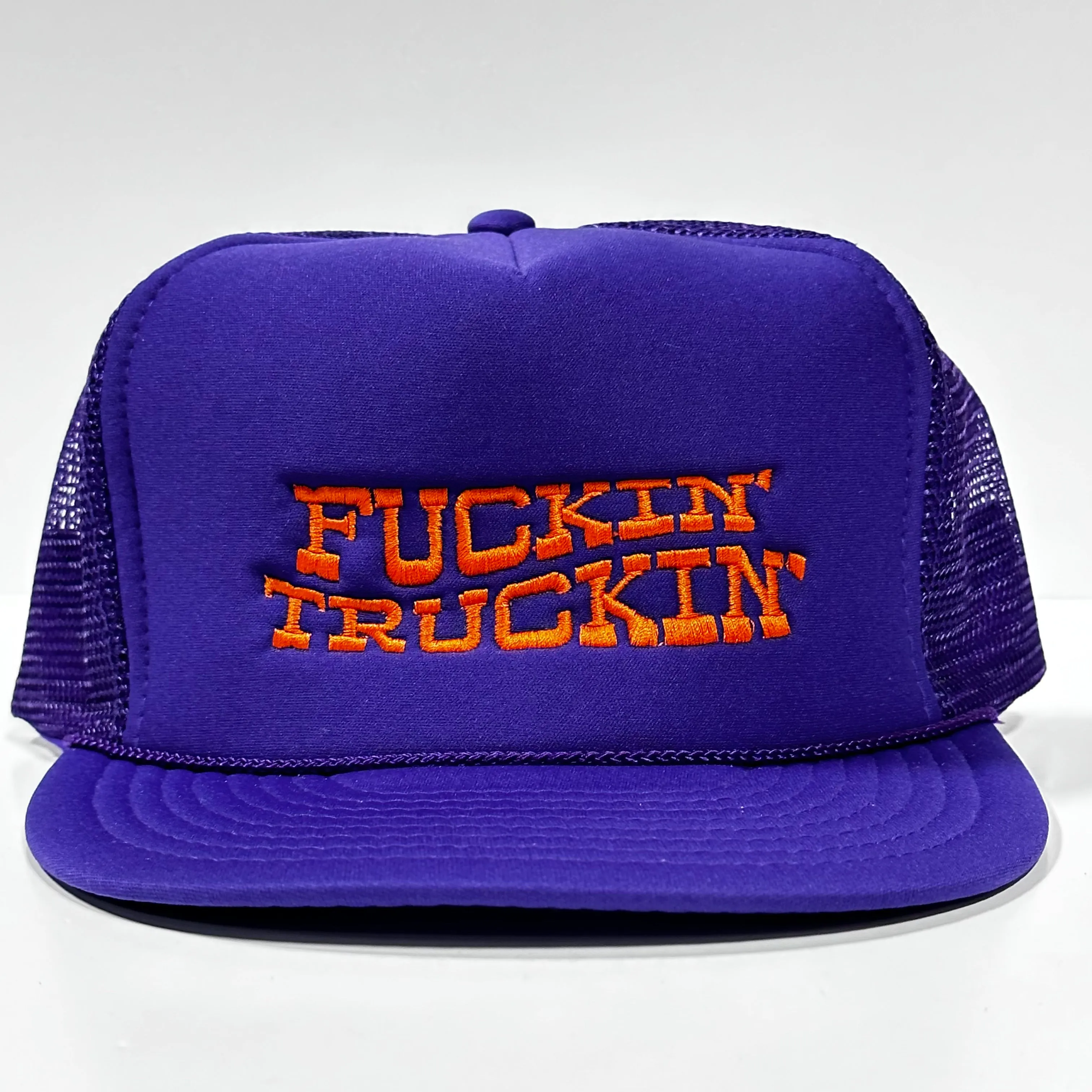 Fn Truckin Vintage Purple Mesh Trucker Snapback Hat Cap Custom Embroidery