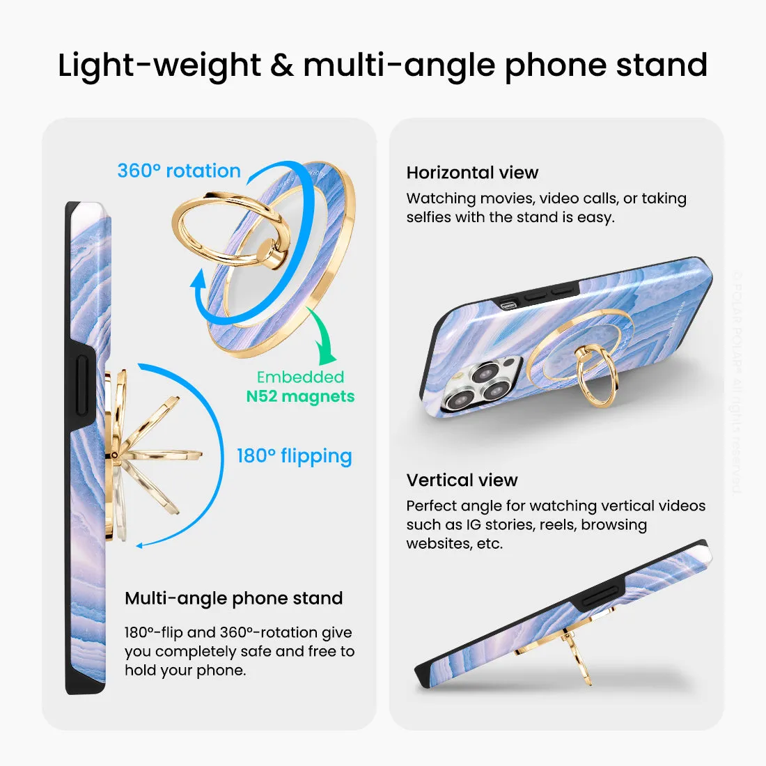 Frozen River - Golden MagSafe Phone Grip and Ring Holder Stand