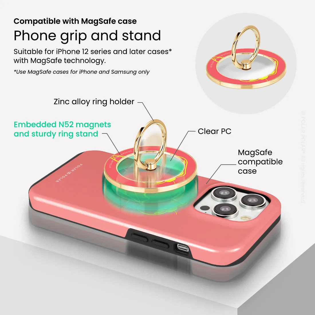 Fujisan Coral Ice Cream - Golden MagSafe Phone Grip and Ring Holder Stand