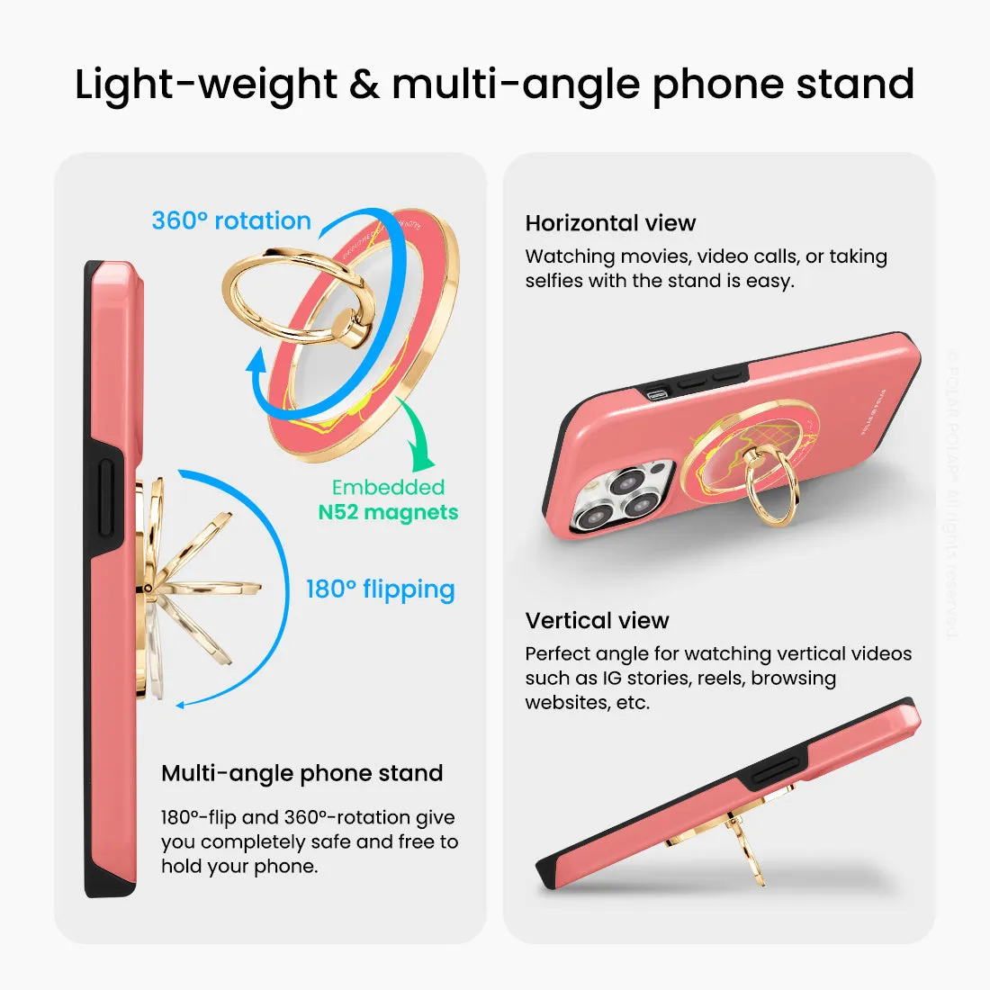Fujisan Coral Ice Cream - Golden MagSafe Phone Grip and Ring Holder Stand