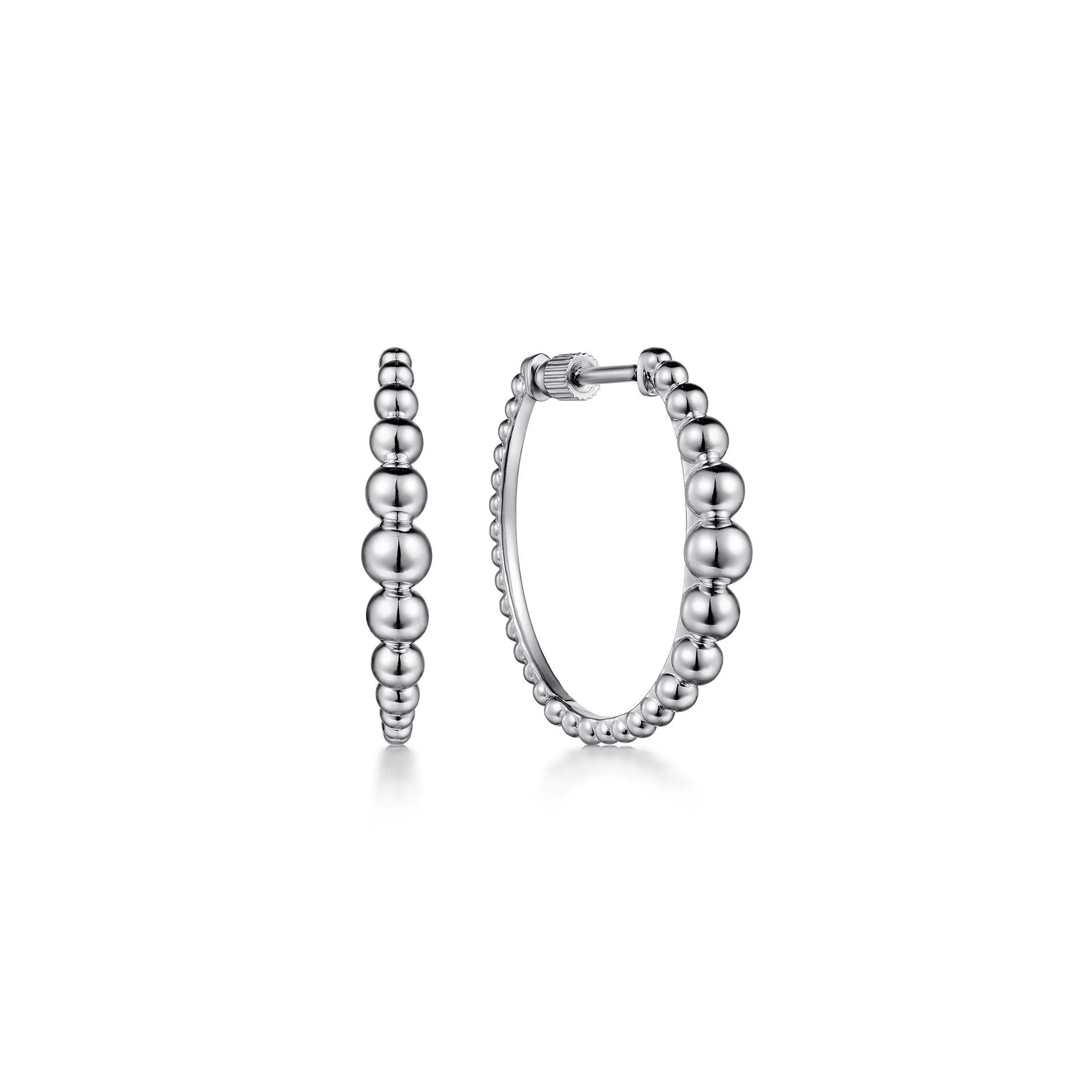 Gabriel Sterling Silver 25MM Beaded Classic Hoop Earrings