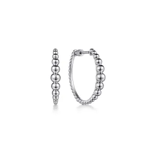 Gabriel Sterling Silver 25MM Beaded Classic Hoop Earrings