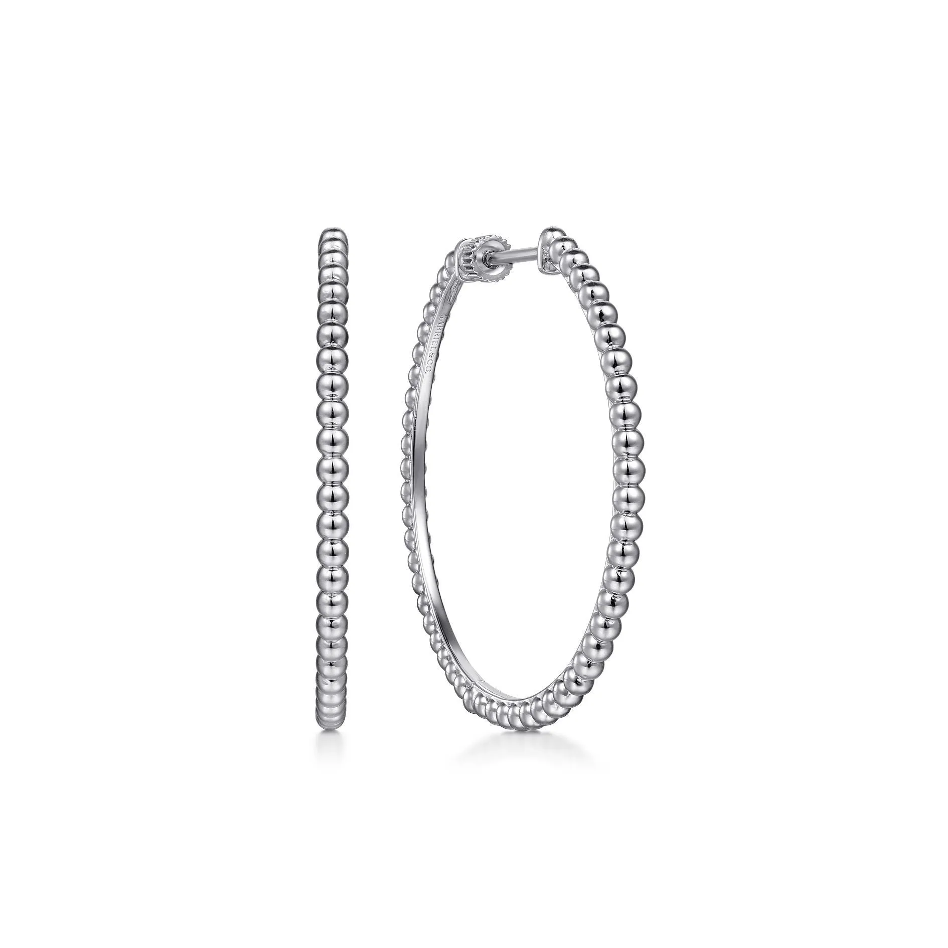 Gabriel Sterling Silver 40mm Bujukan Beaded Hoop Earring
