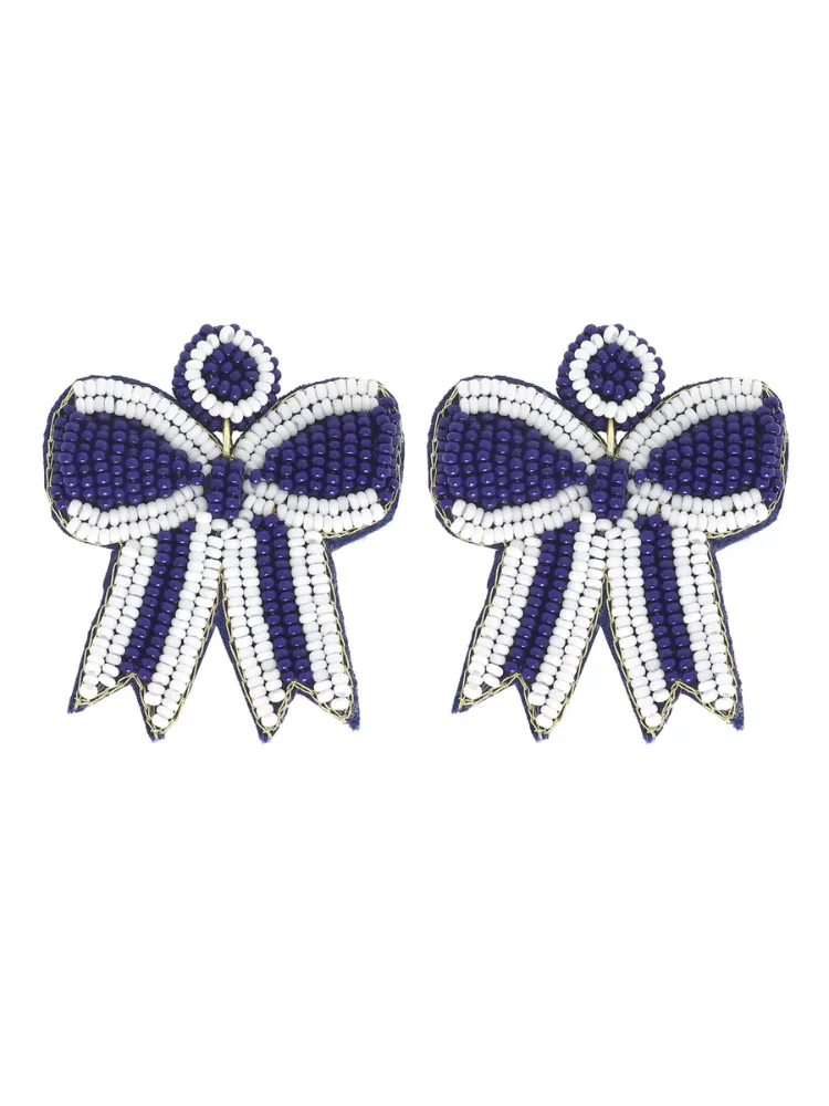 Game Day Beaded Bow - Blue