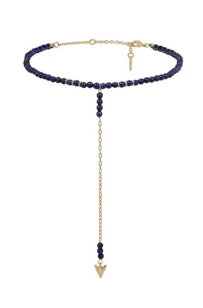 Gemstone Beaded & 18kt Gold Plated Chain Drop Choker