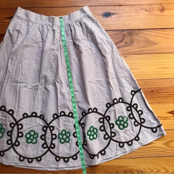 Ginko Neisha Crosland Brown Green Vintage Gingham Print A-line Skirt, EUC, M/L