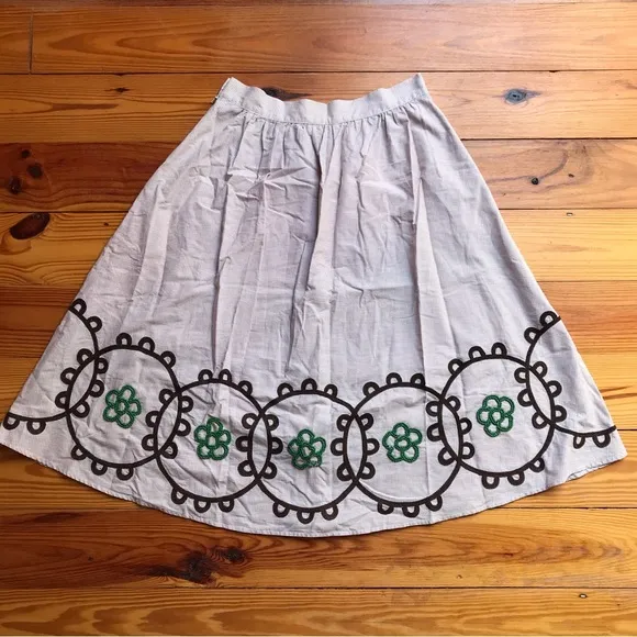 Ginko Neisha Crosland Brown Green Vintage Gingham Print A-line Skirt, EUC, M/L