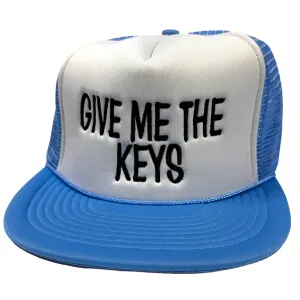 Give me the keys Vintage Blue Mesh Trucker SnapBack Hat Cap Custom Embroidery