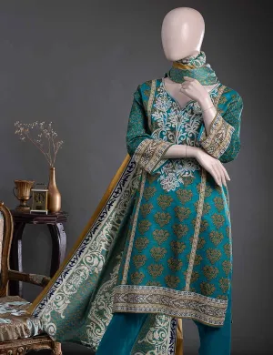 GK-3A - Striking Fleur  |  Unstitched Printed & Embroidered Khaddar Dress