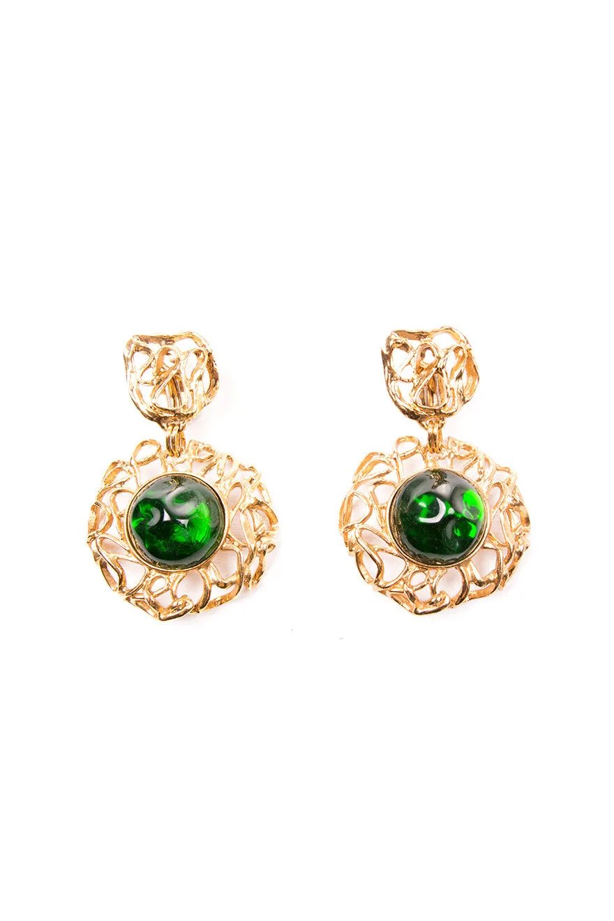 Glass Cabochon Clip On Earrings