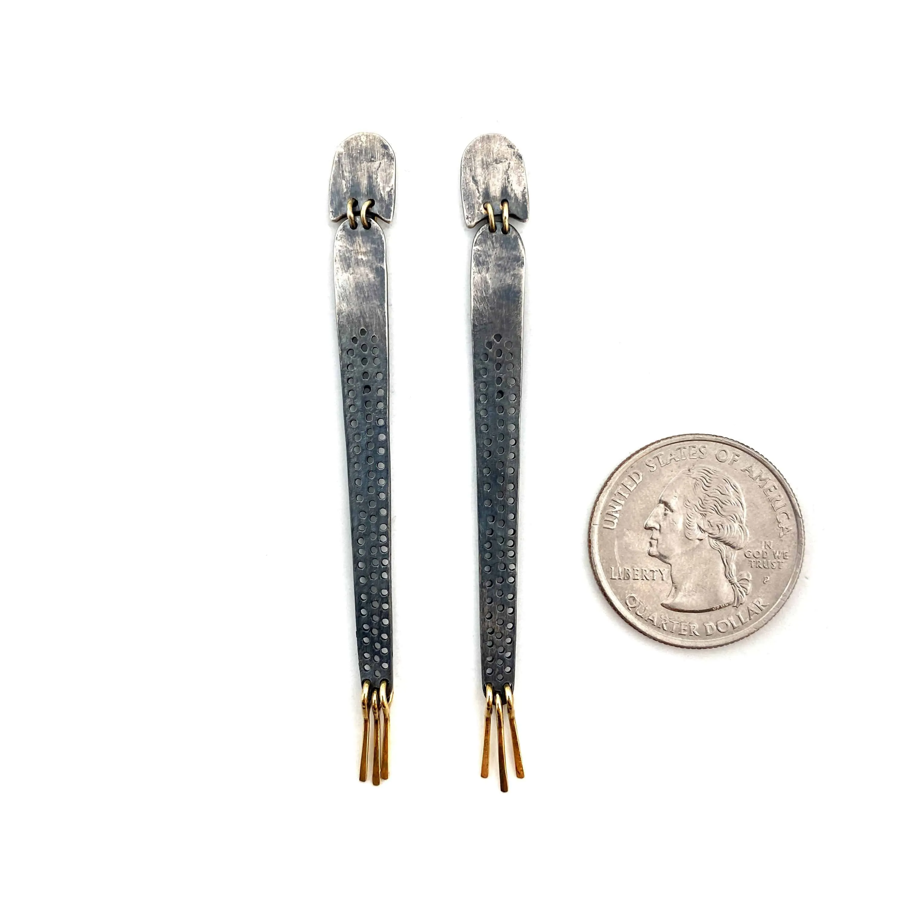 Gold & Silver Perforated Earrings