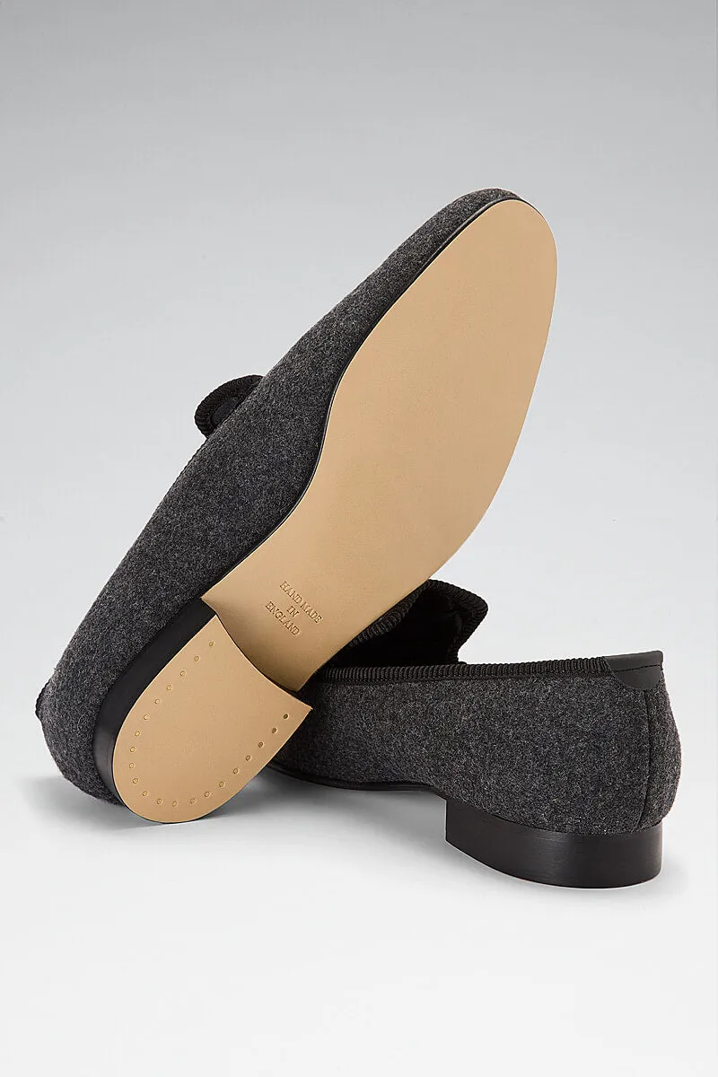 Grey Skull & Crossbones Embroidered Flannel Slippers