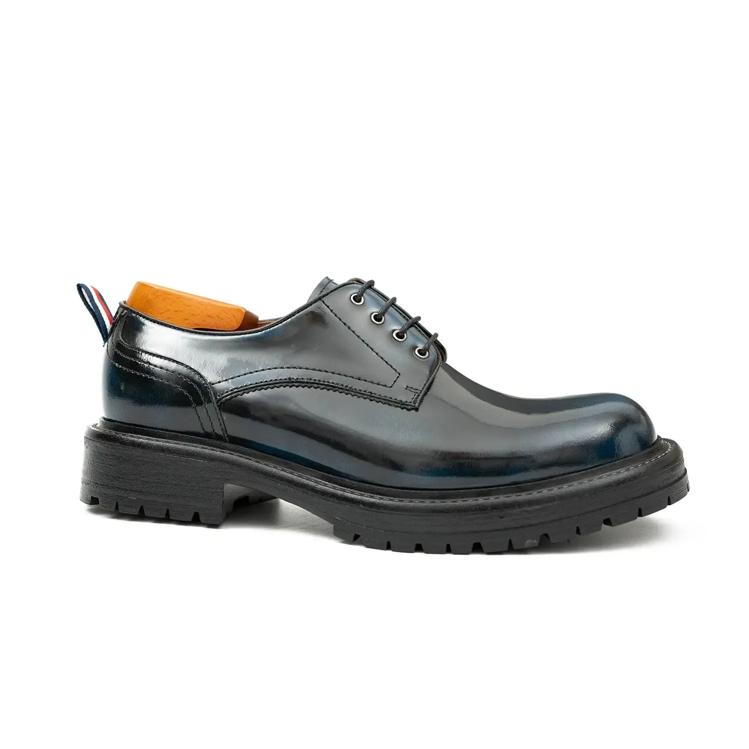 Handcrafted Big Toe Derby Shoes with Thick Sole  Blue