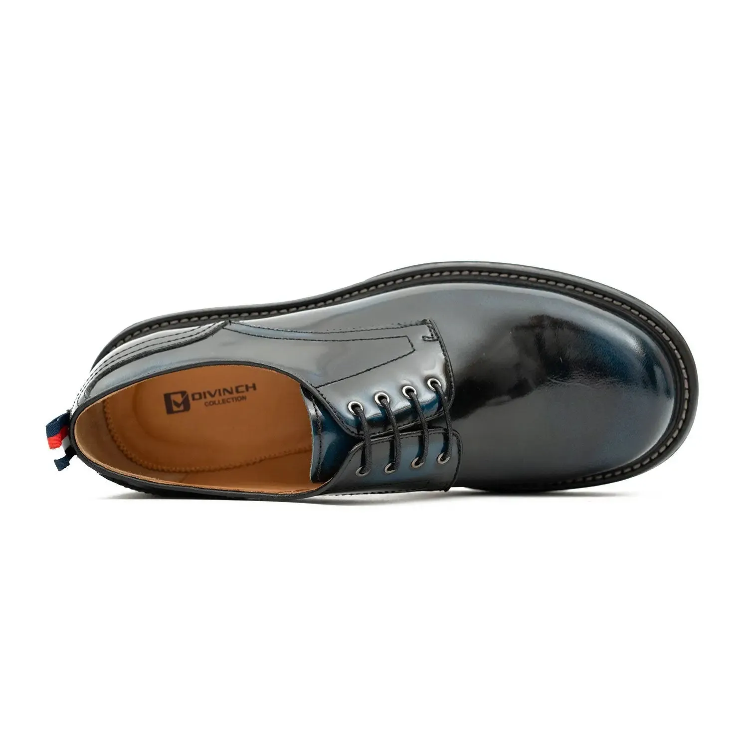 Handcrafted Big Toe Derby Shoes with Thick Sole  Blue
