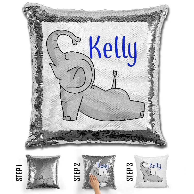 Happy Elephant Personalized Magic Sequin Pillow