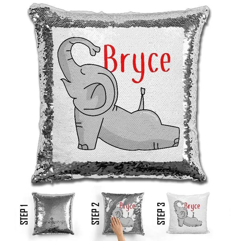 Happy Elephant Personalized Magic Sequin Pillow