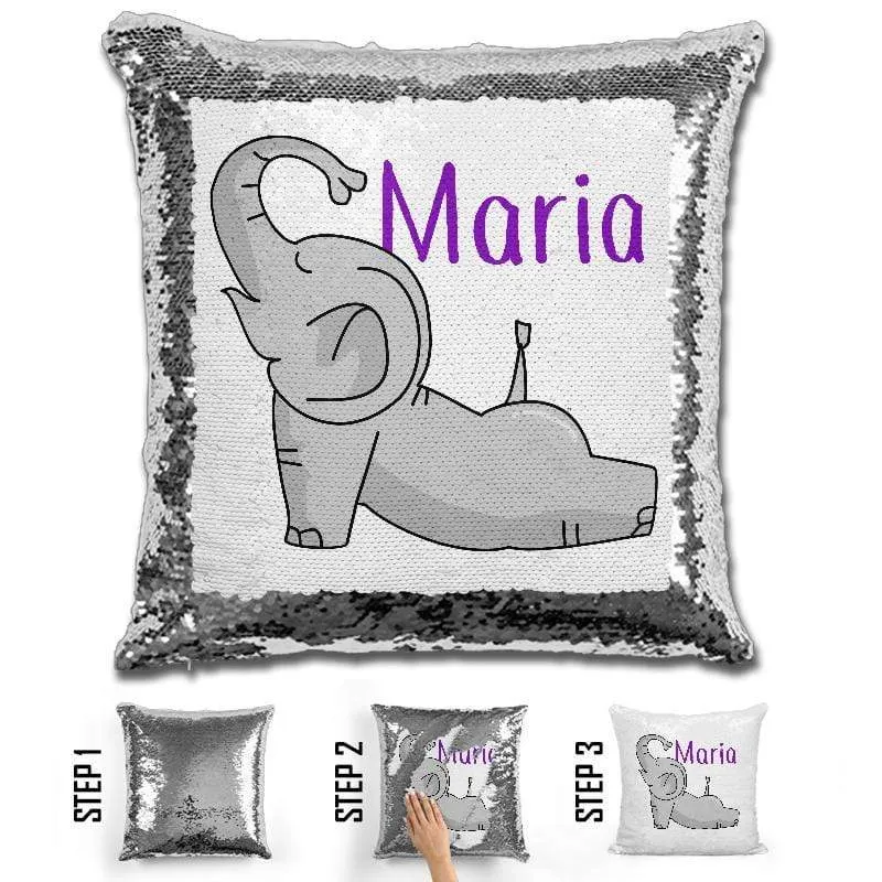 Happy Elephant Personalized Magic Sequin Pillow