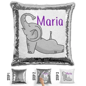 Happy Elephant Personalized Magic Sequin Pillow