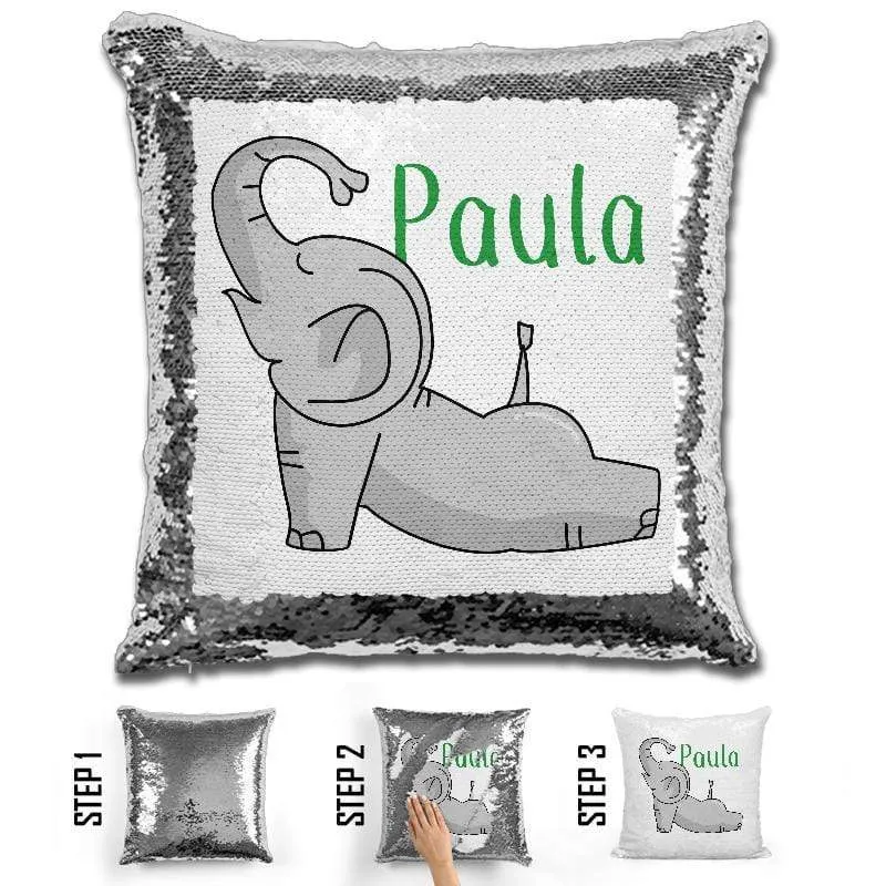 Happy Elephant Personalized Magic Sequin Pillow