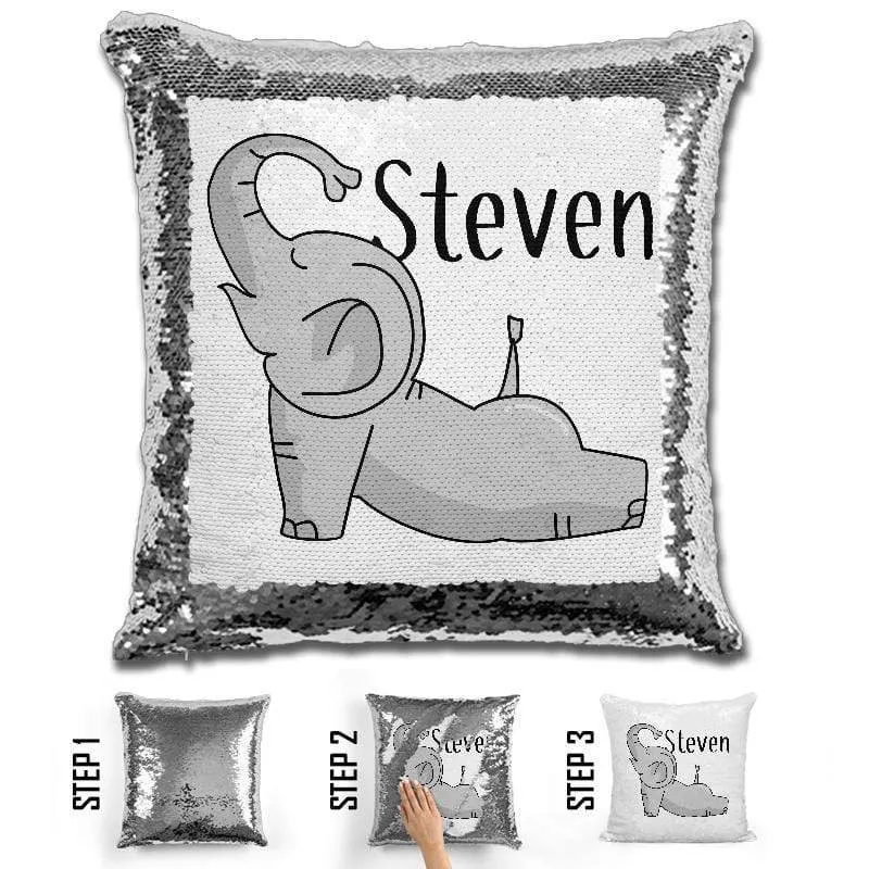 Happy Elephant Personalized Magic Sequin Pillow