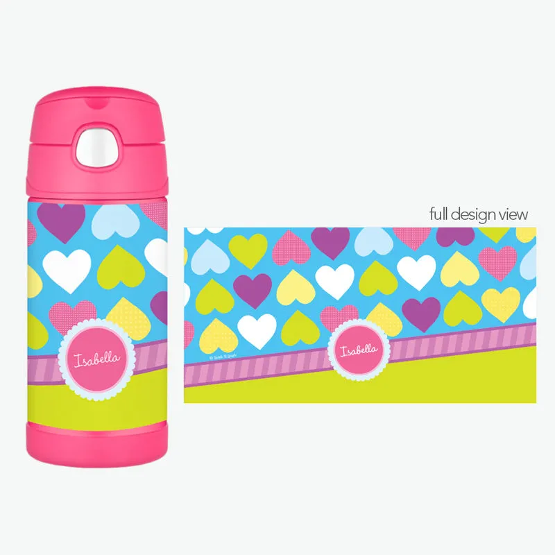 Happy Hearts Field Personalized Thermos Bottle