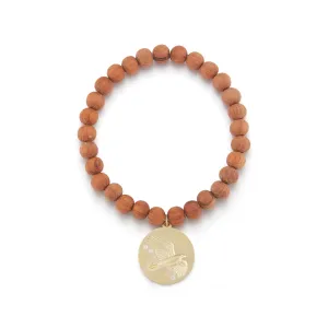 Hawk Wood Bead Charm Bracelet