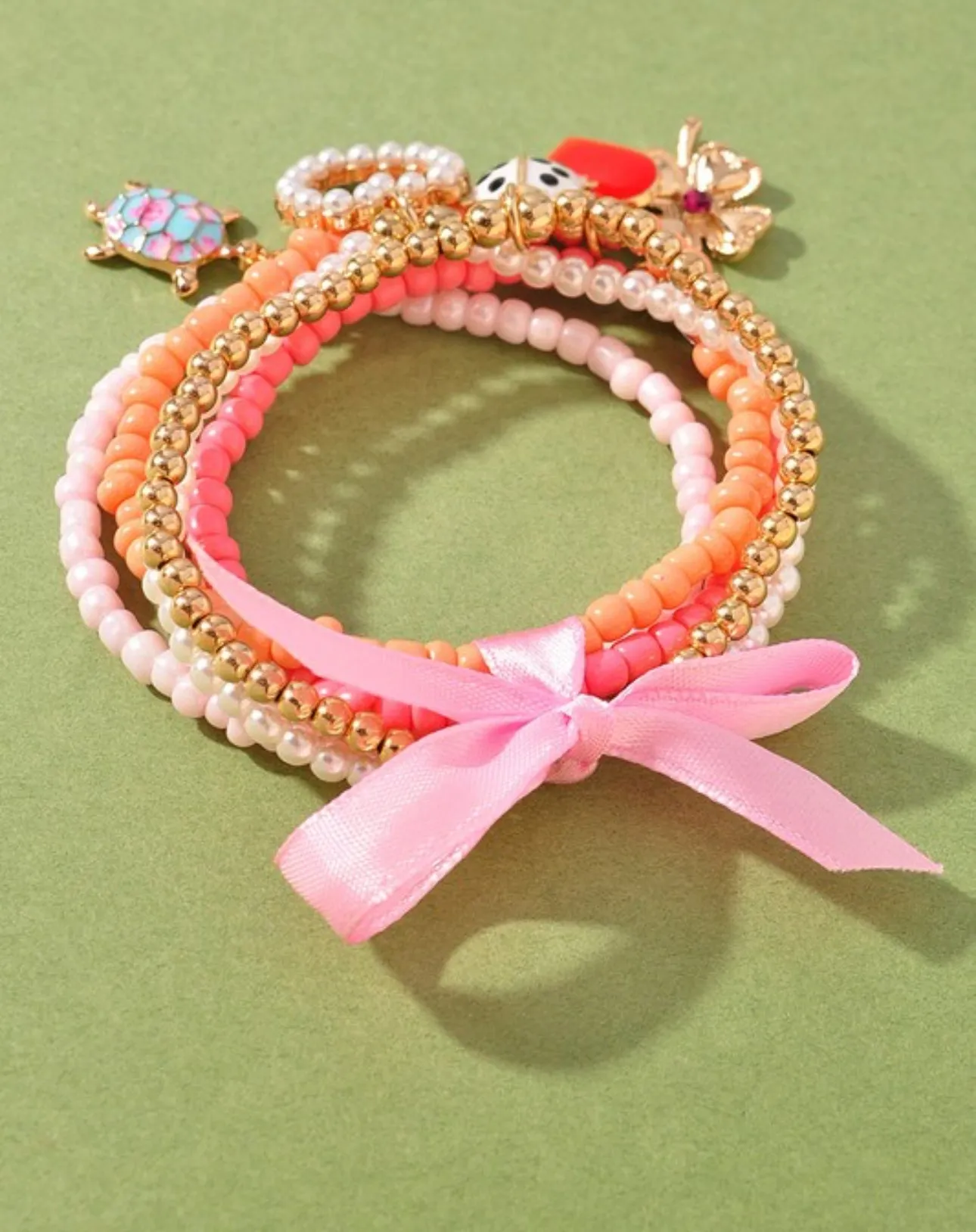 Heart MultiCharm Beaded Bracelet Set