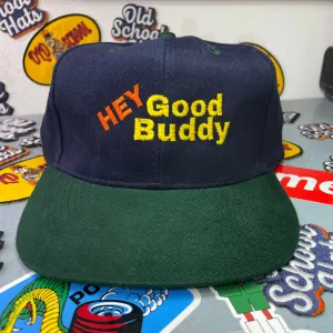 Hey Good Buddy Vintage Strapback Cap Hat Custom Embroidered