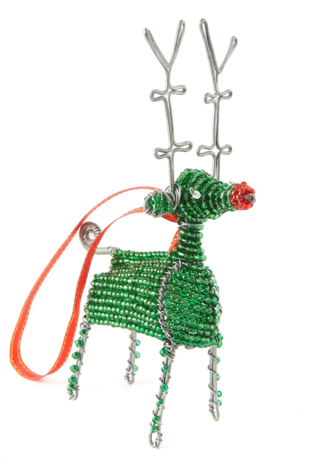 Holiday Reindeer Ornament of Beaded Wire