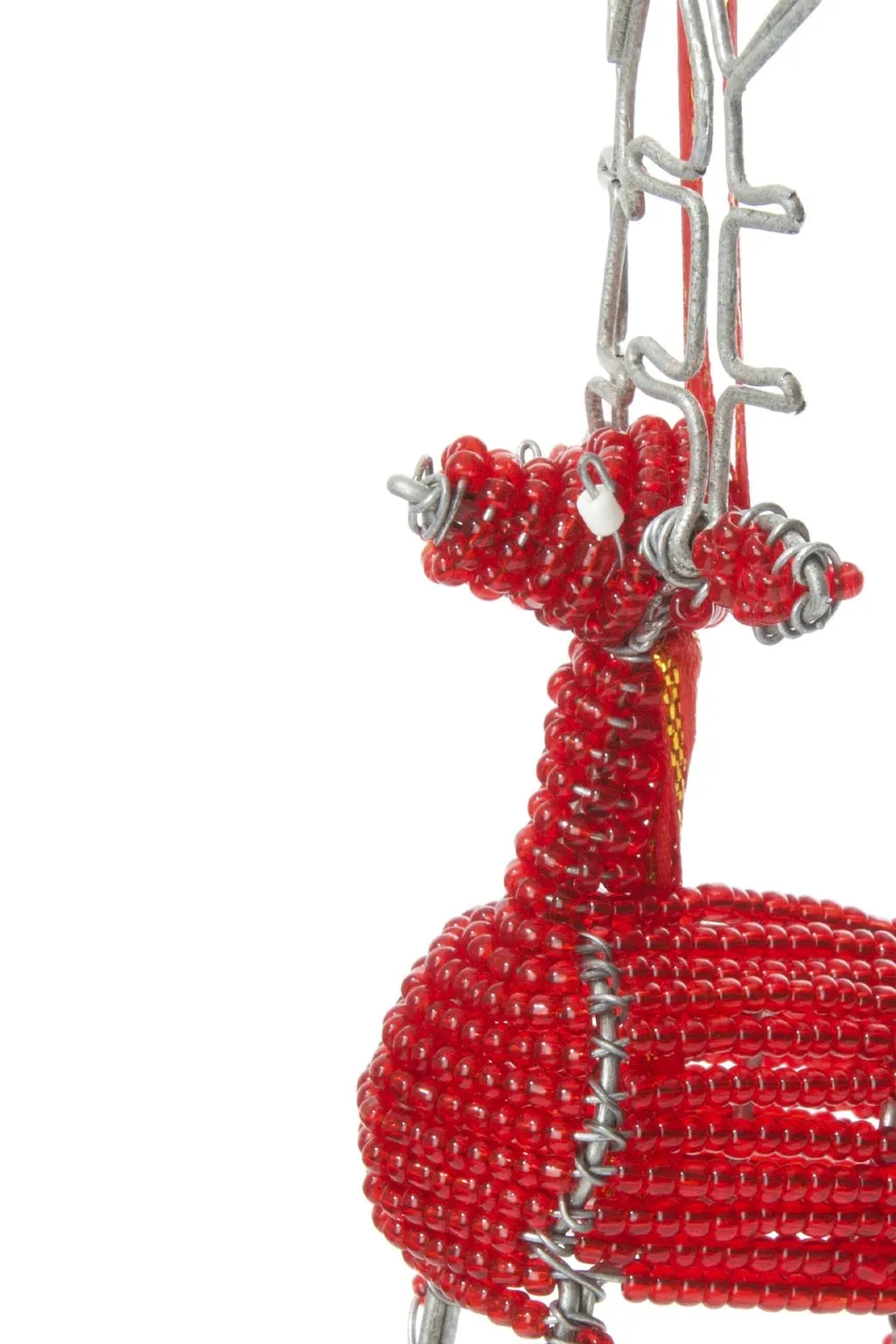 Holiday Reindeer Ornament of Beaded Wire