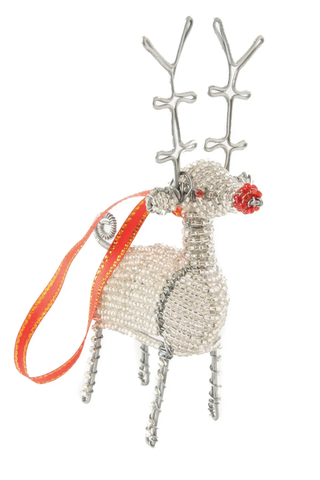 Holiday Reindeer Ornament of Beaded Wire