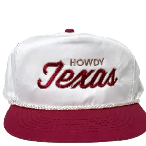 Howdy Texas Maroon Vintage Snapback Rope Cap Hat Embroidered