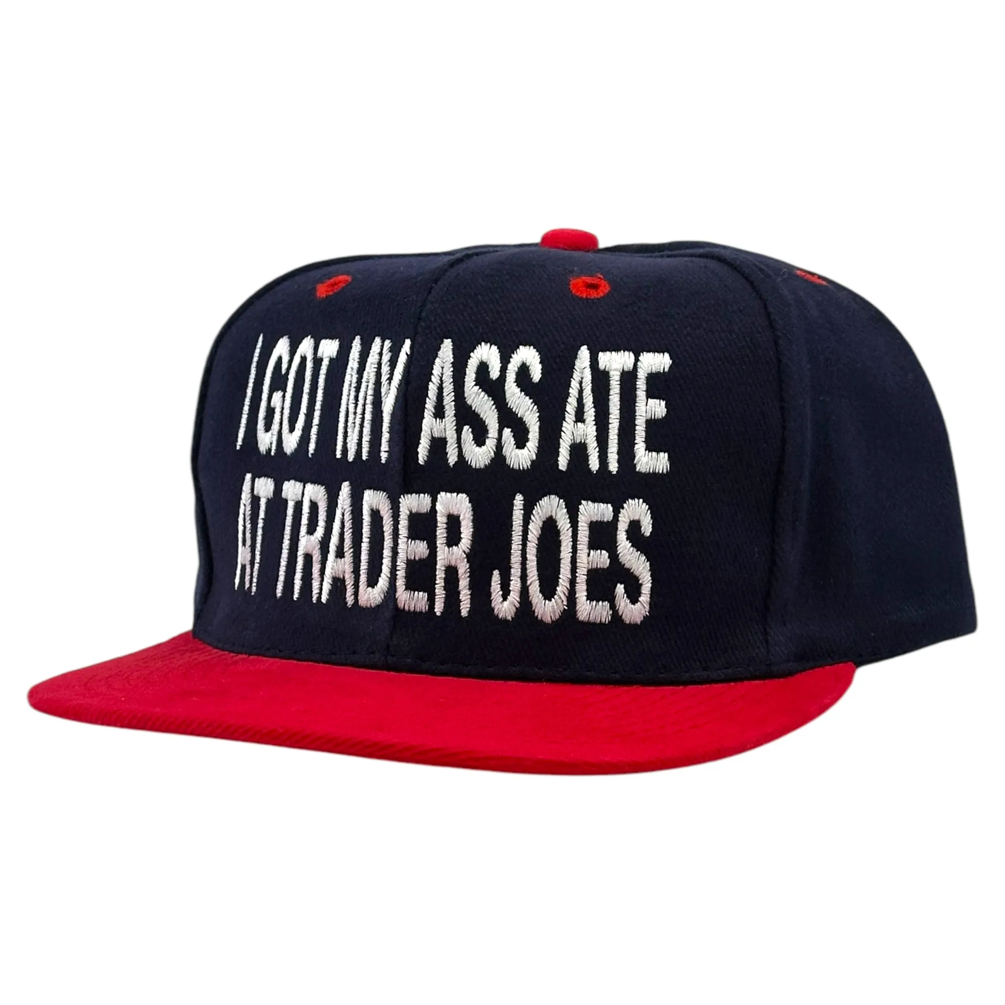 I GOT MY ASS ATE AT TRADER JOES Funny Vintage Strapback Cap Hat Custom Embroidered