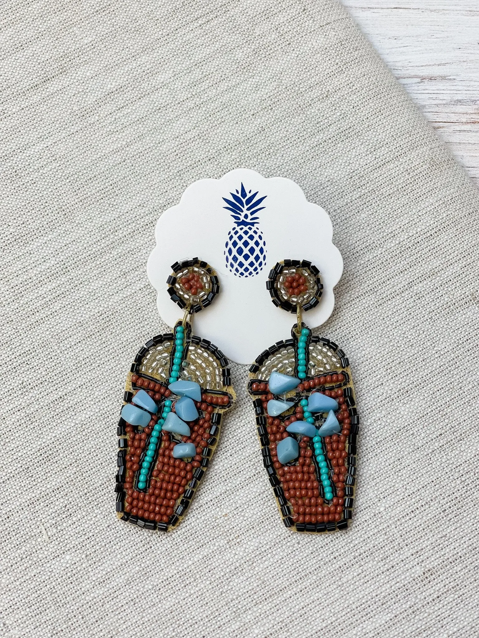 Iced Coffee Beaded Dangle Earrings